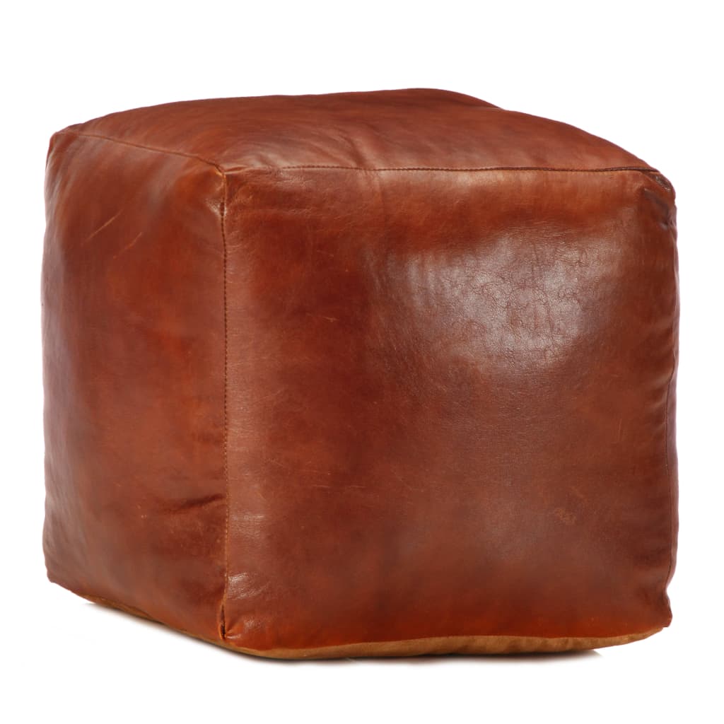 Pufe 40x40x40 cm couro de cabra genuíno bronze