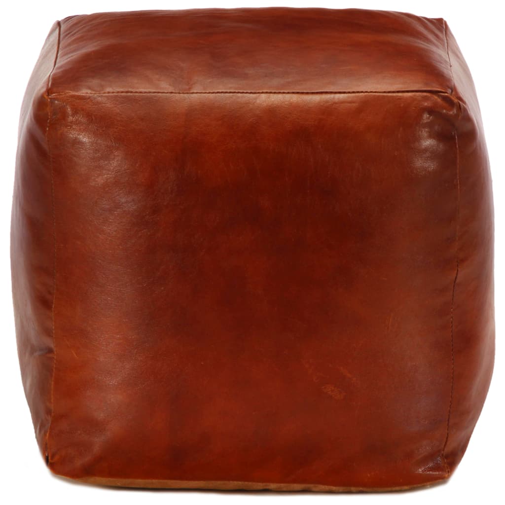 Pufe 40x40x40 cm couro de cabra genuíno bronze