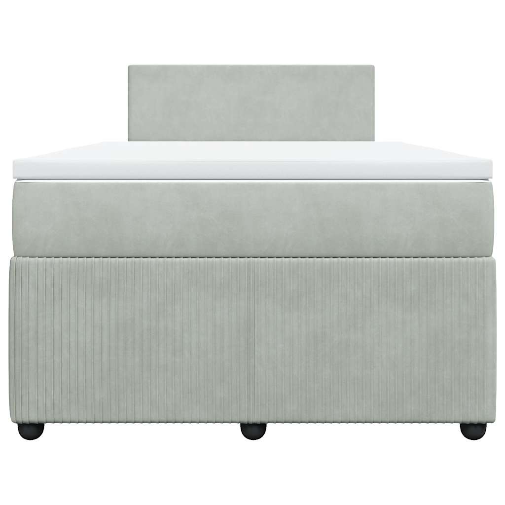Cama boxspring com colchão 120x190 cm veludo cinzento-claro
