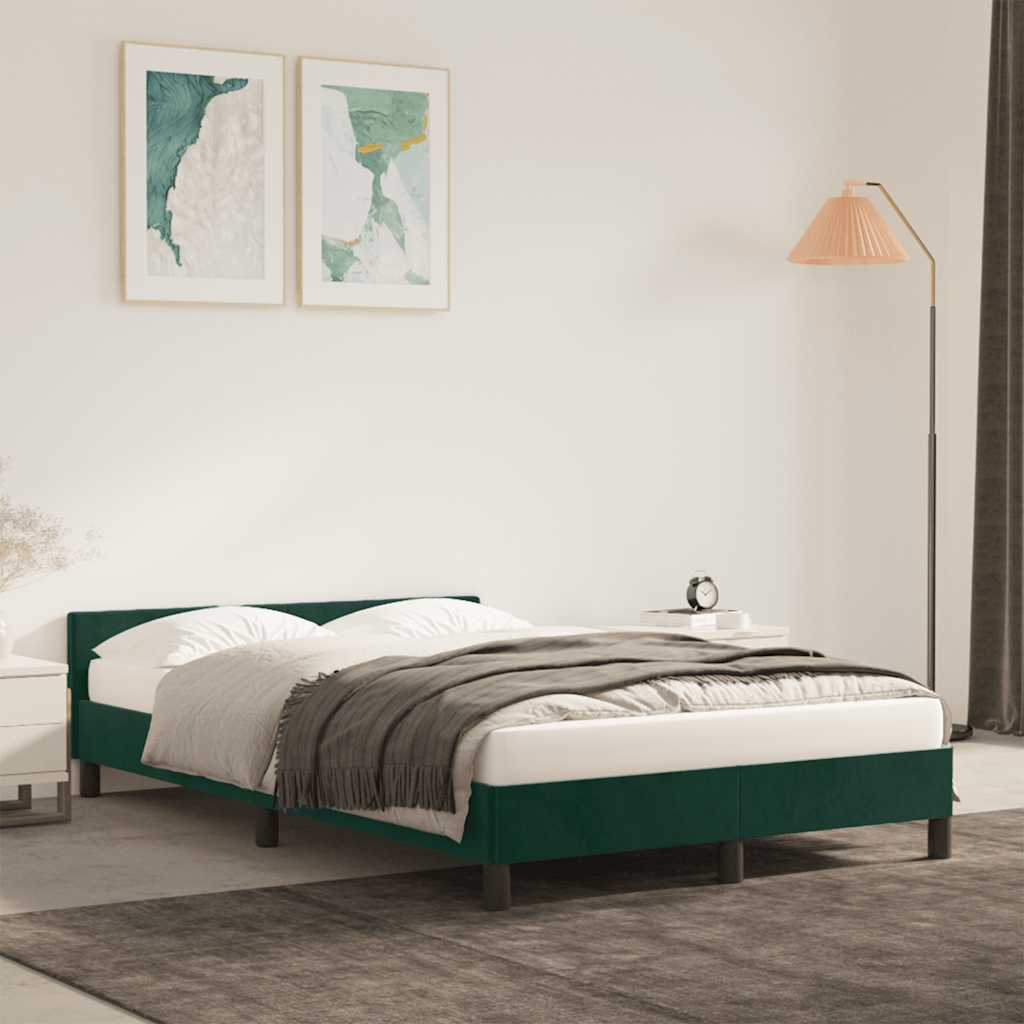 Estrutura de cama sem colchão verde escuro 120x190 cm veludo