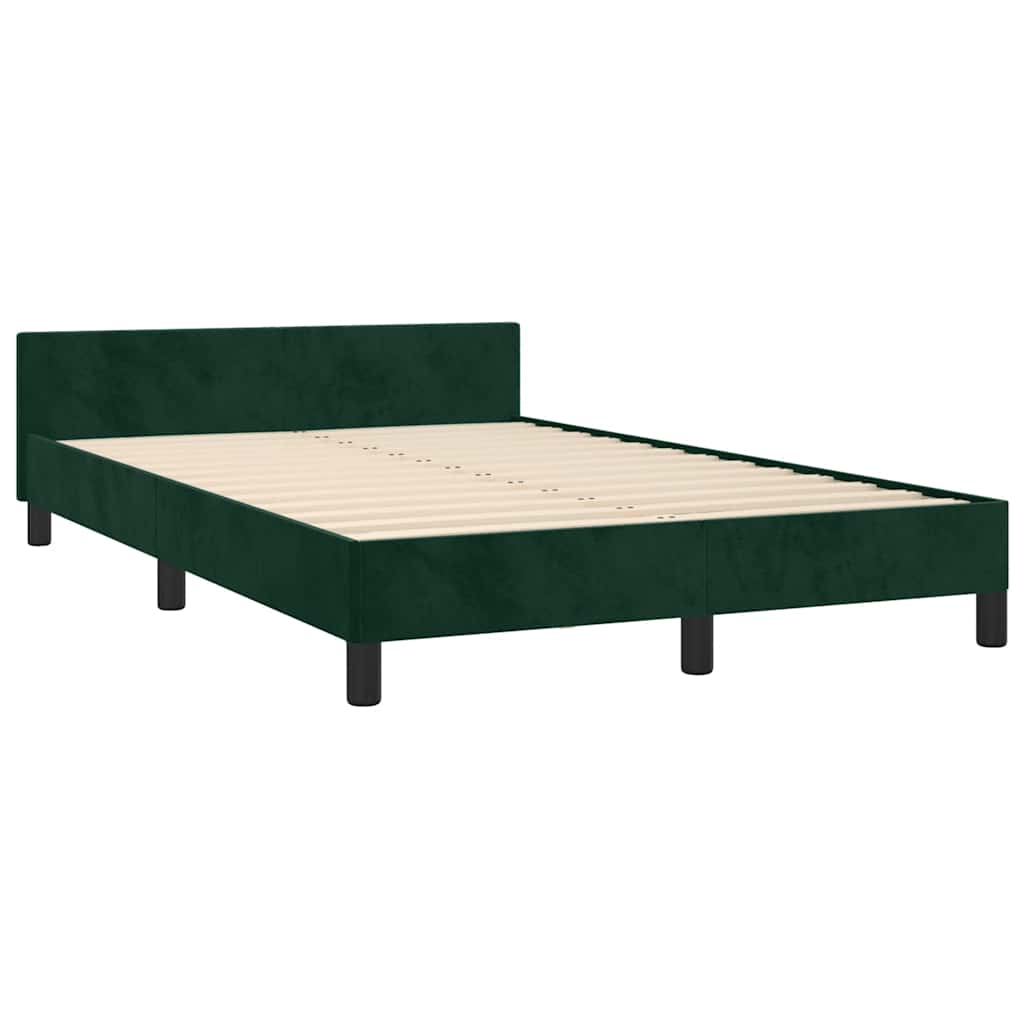 Estrutura de cama sem colchão verde escuro 120x190 cm veludo