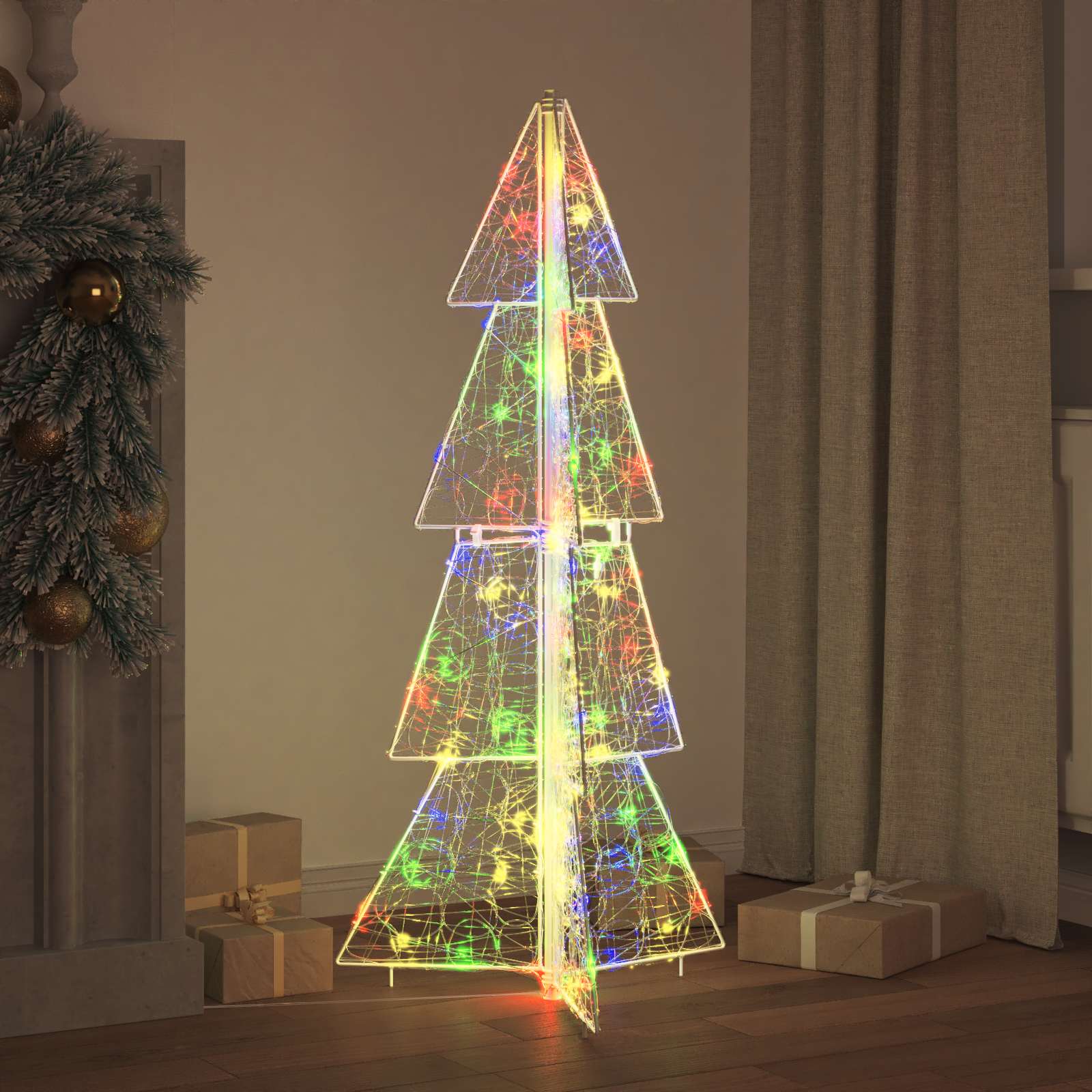 Árvore de natal com 100 leds multicolor 120 cm acrílo