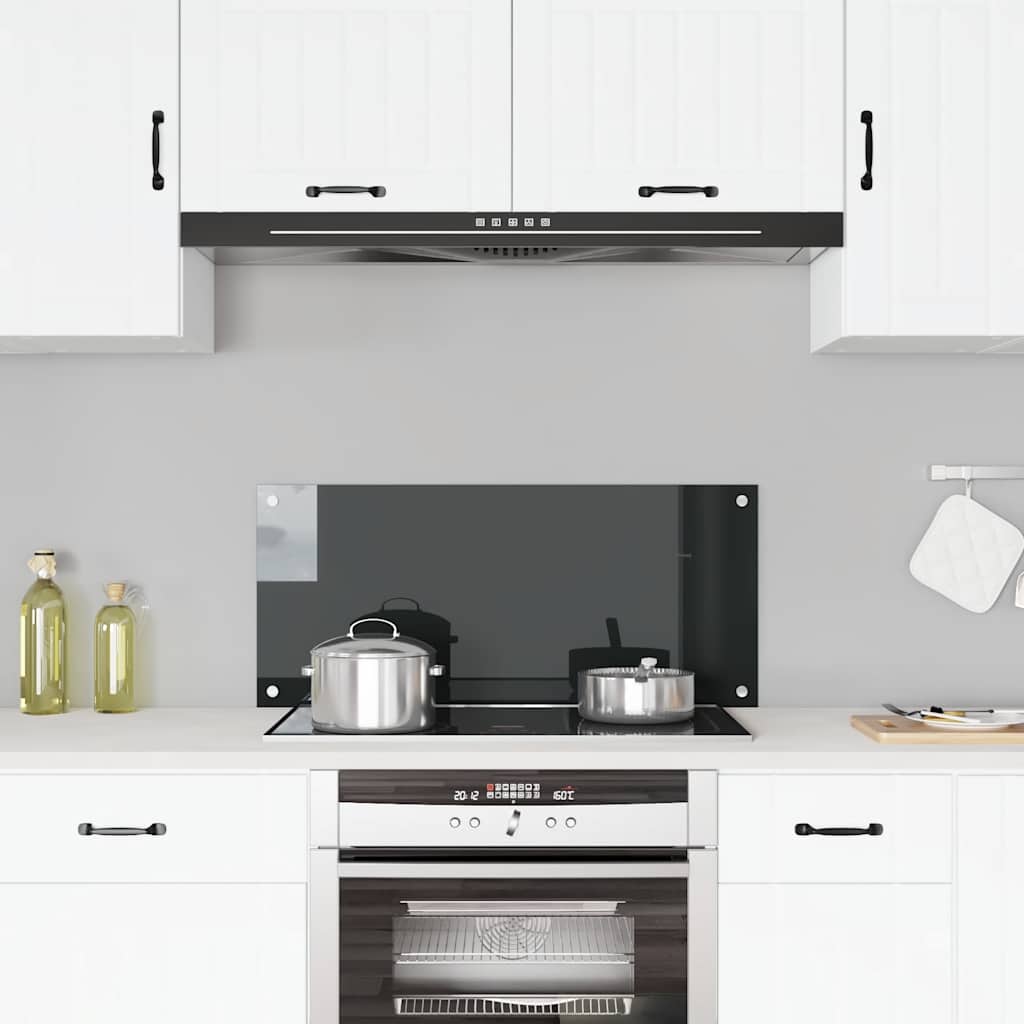 Painel anti-salpicos de cozinha 90x40 cm vidro temperado preto