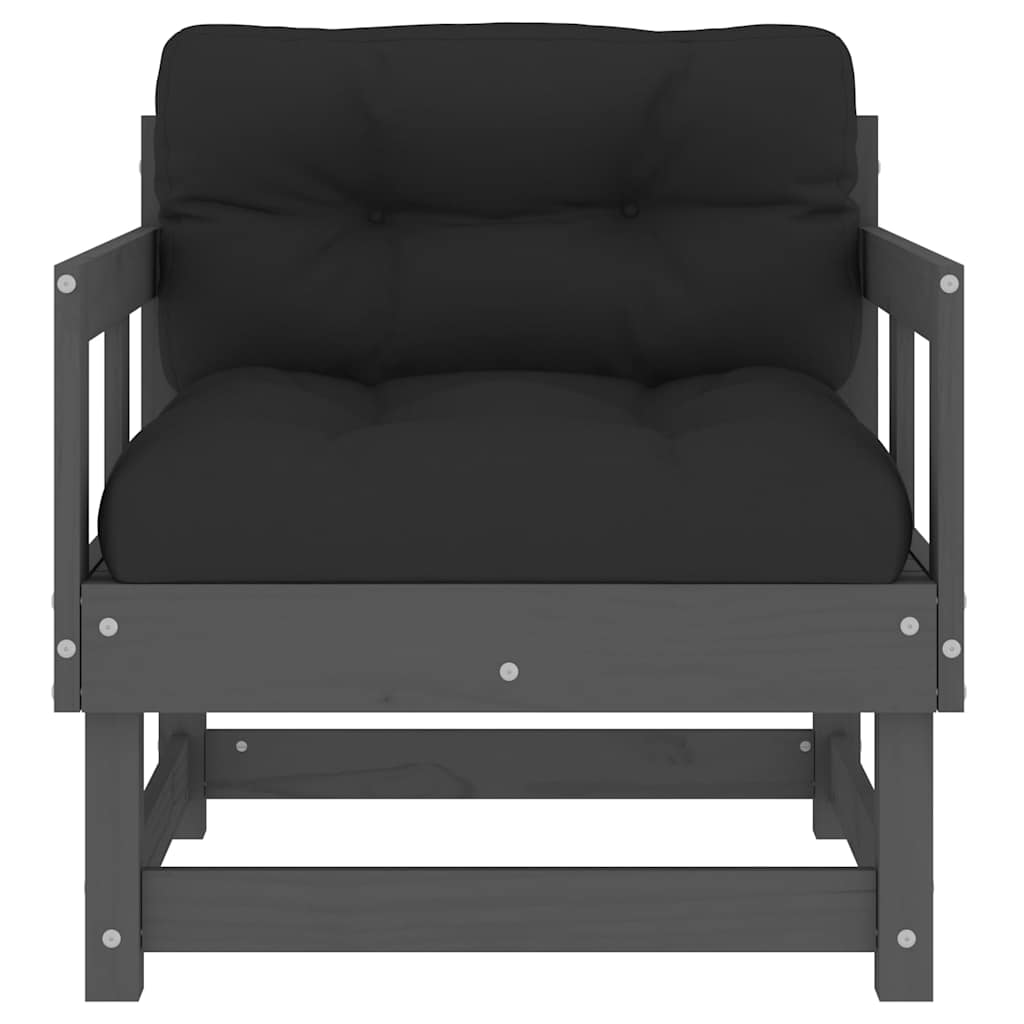 Cadeiras de jardim c/ almofadões 2 pcs pinho maciço cinzento