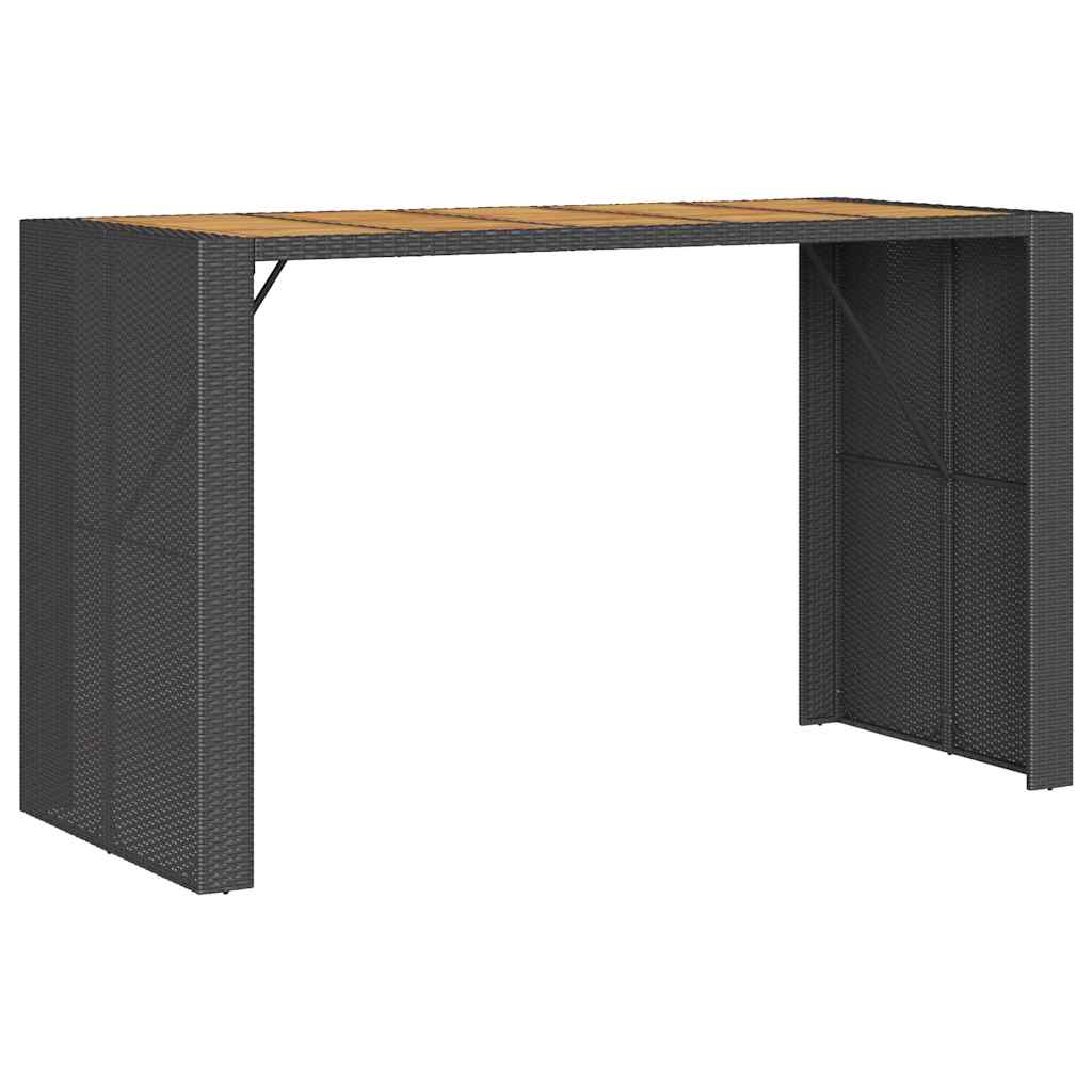 5 Pcs conjunto de bar jardim c/ almofadões vime PE/acácia preto