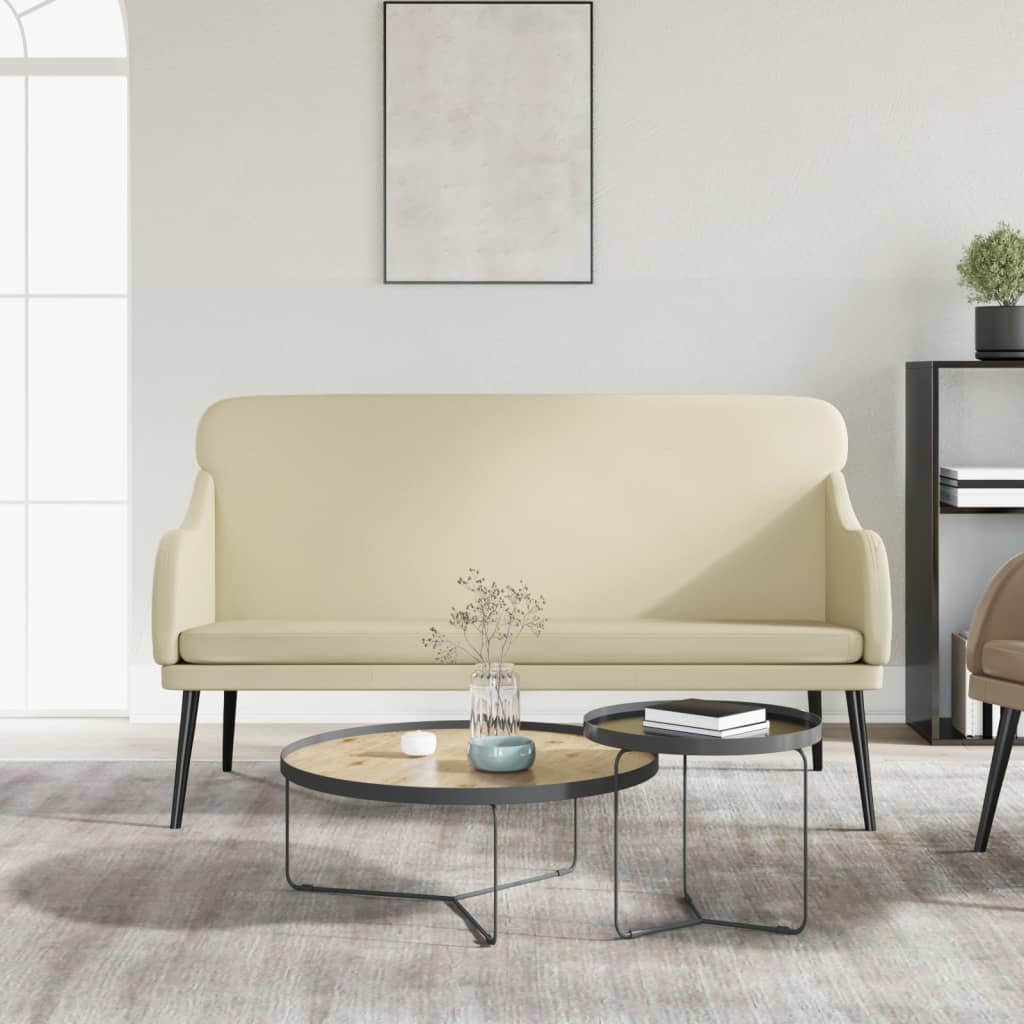 Banco 110x76x80 cm couro artificial cor creme