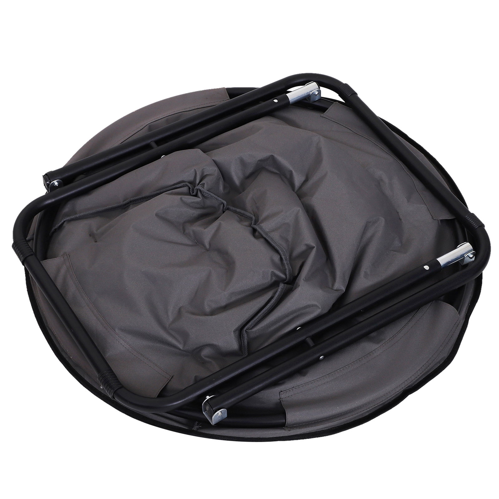 Cadeira de Lua Cadeira Redonda de Lua com Assento de Tecido Oxford e Pés de Metal para Campismo 80x80x75 cm Cinza