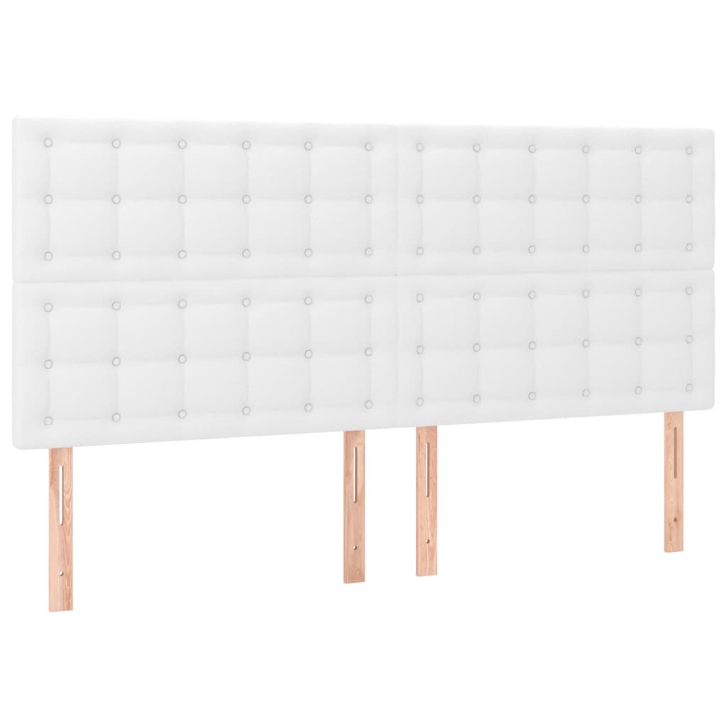 Cabeceira cama c/ LED couro artificial 200x5x118/128 cm branco
