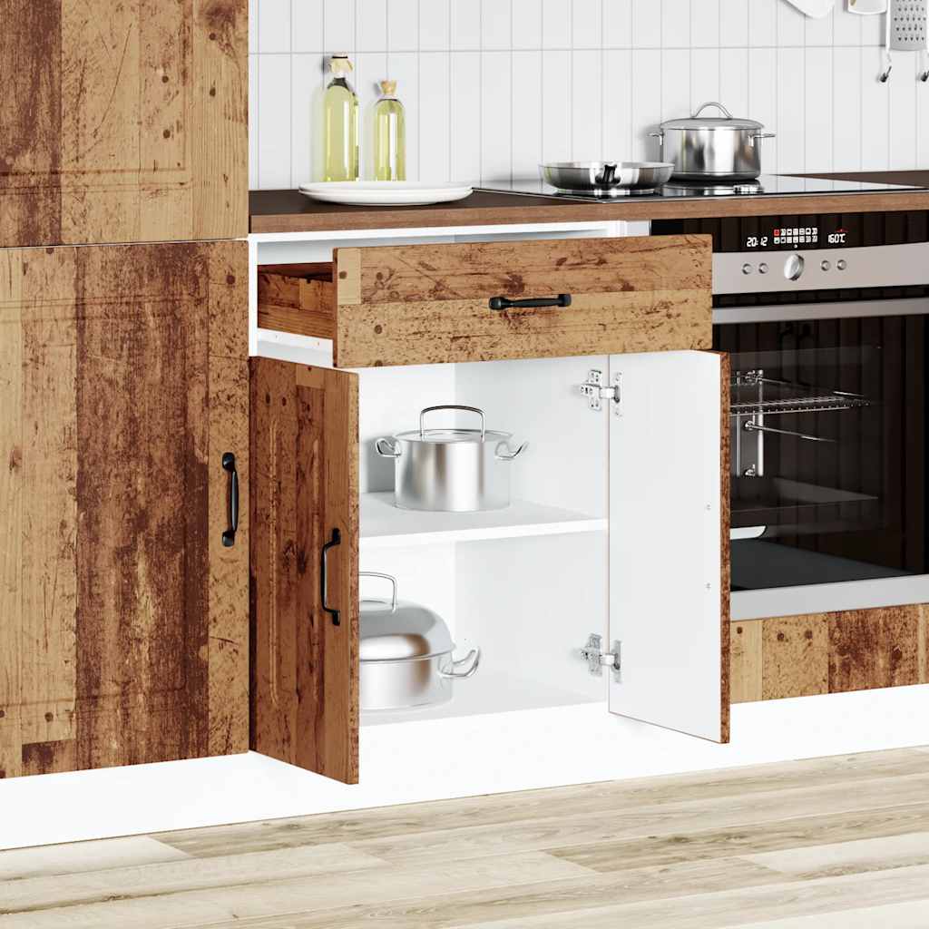 Armário cozinha baixo kalmar madeira artificial madeira velha