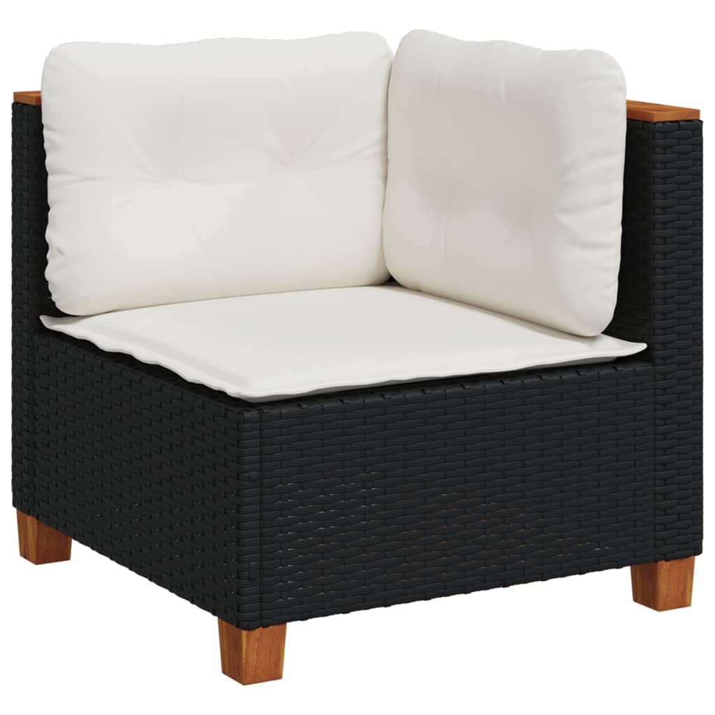 5 Pcs conjunto sofás de jardim com almofadões vime PE preto