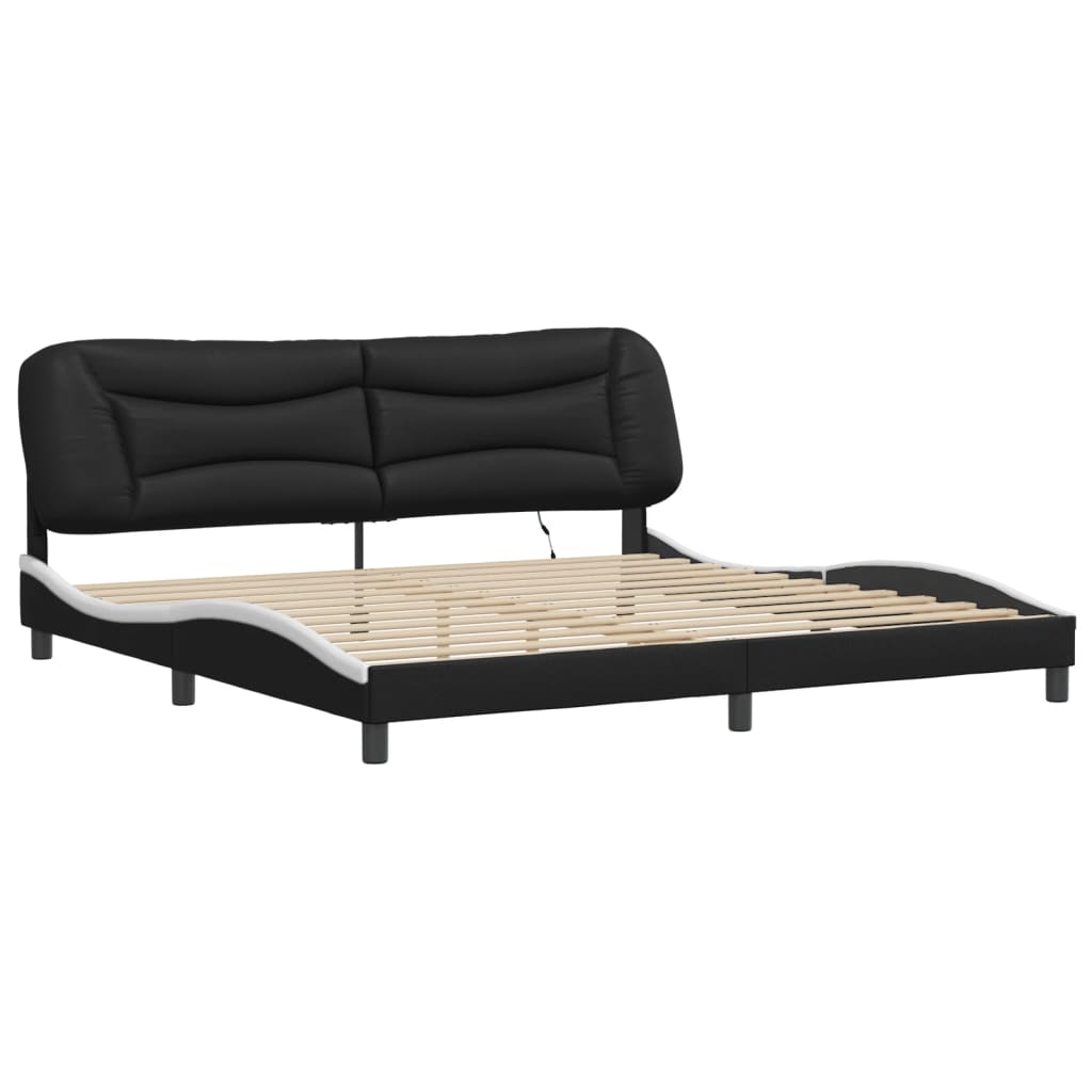 Estrutura de cama com LED sem colchão hvar 200x200 cm preto/branco