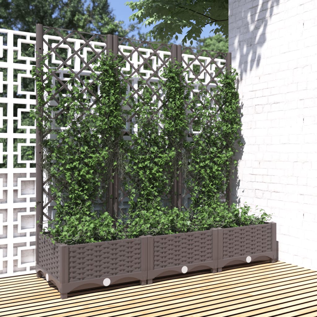 Vaso de jardim com treliça marrom 120x40x121,5 cm PP