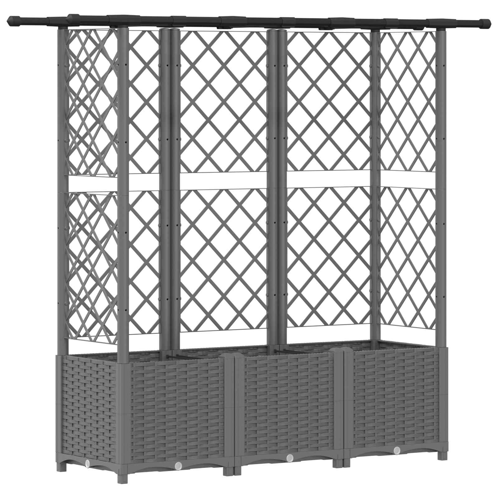Cama elevada com treliça e telhado cinzento-claro PP