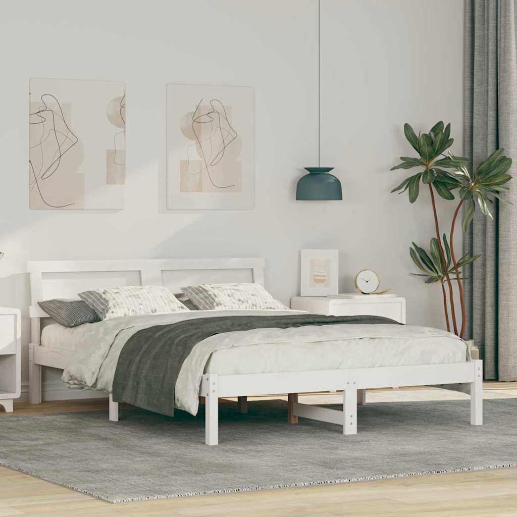 Estrutura da cama com cabeceira branco 120 x 190 cm