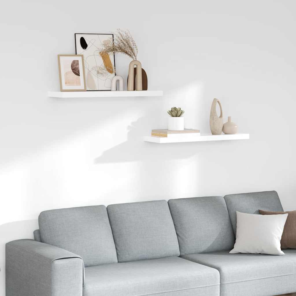 Prateleiras de parede suspensas 2 pcs 80x23,5x3,8cm MDF branco