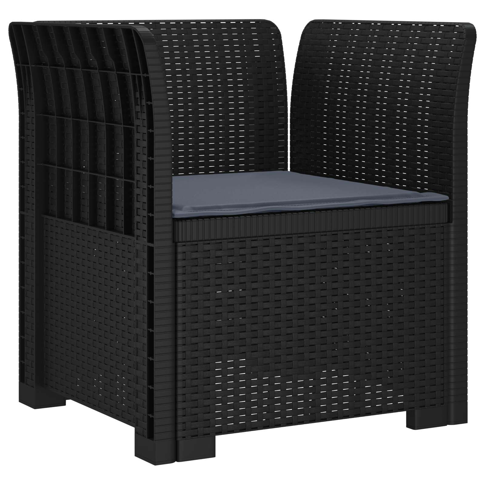 Poltrona 1 lugar com almofada look rattan PP antracite