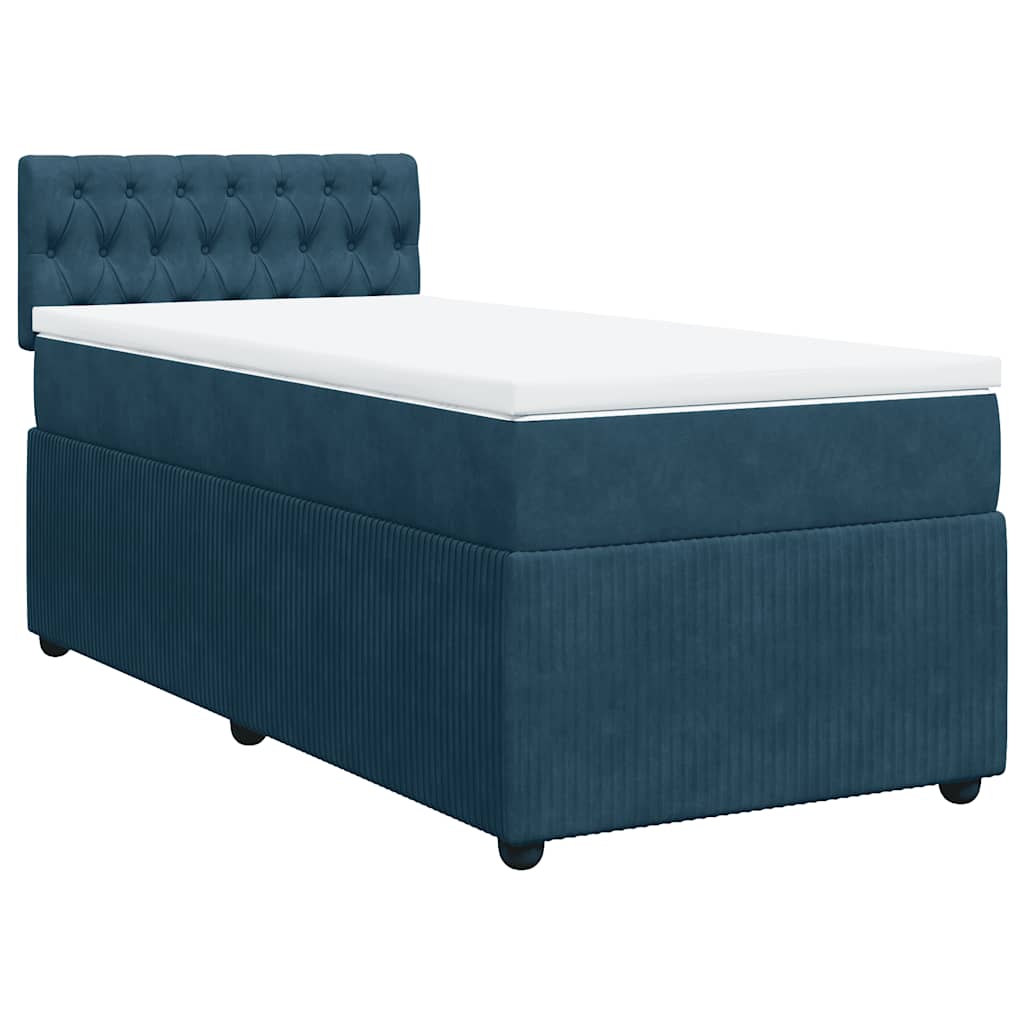 Cama boxspring com colchão 80x200 cm veludo azul