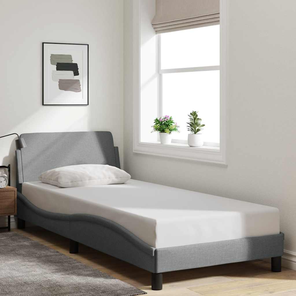 Estrutura de cama dover cinza claro 90x190 cm em tecido