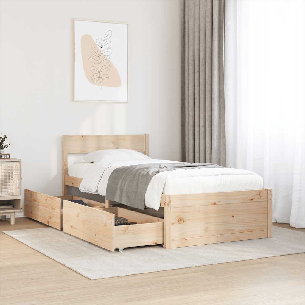 Cama sem colchão 75x190 cm madeira de pinho maciça