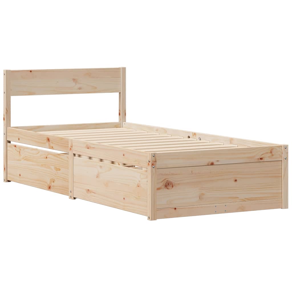 Cama sem colchão 75x190 cm madeira de pinho maciça