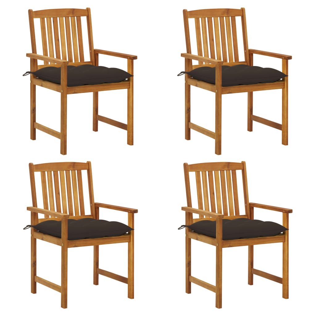 Cadeiras de jardim c/ almofadões 4 pcs madeira de acácia maciça
