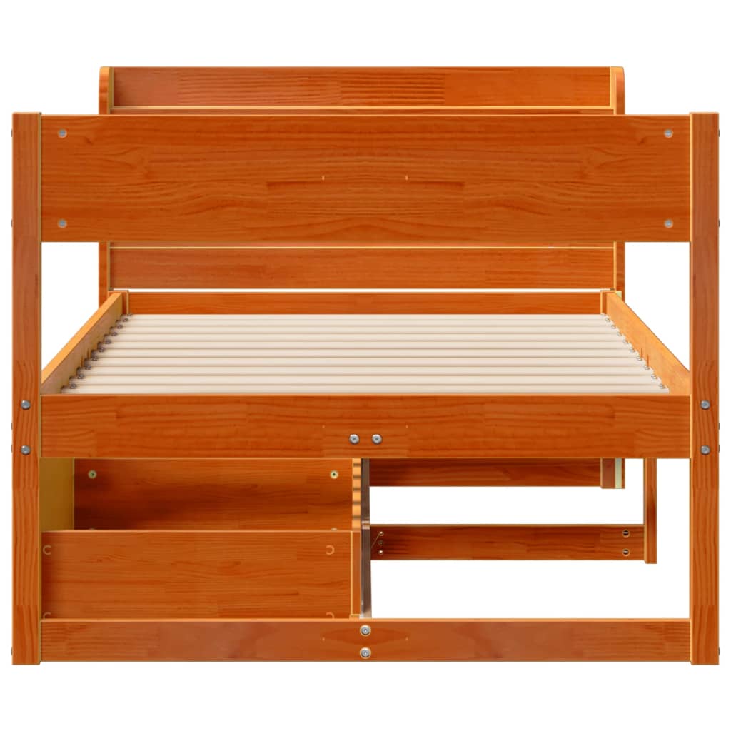 Cama sem colchão 100x200 cm pinho maciço castanho-mel