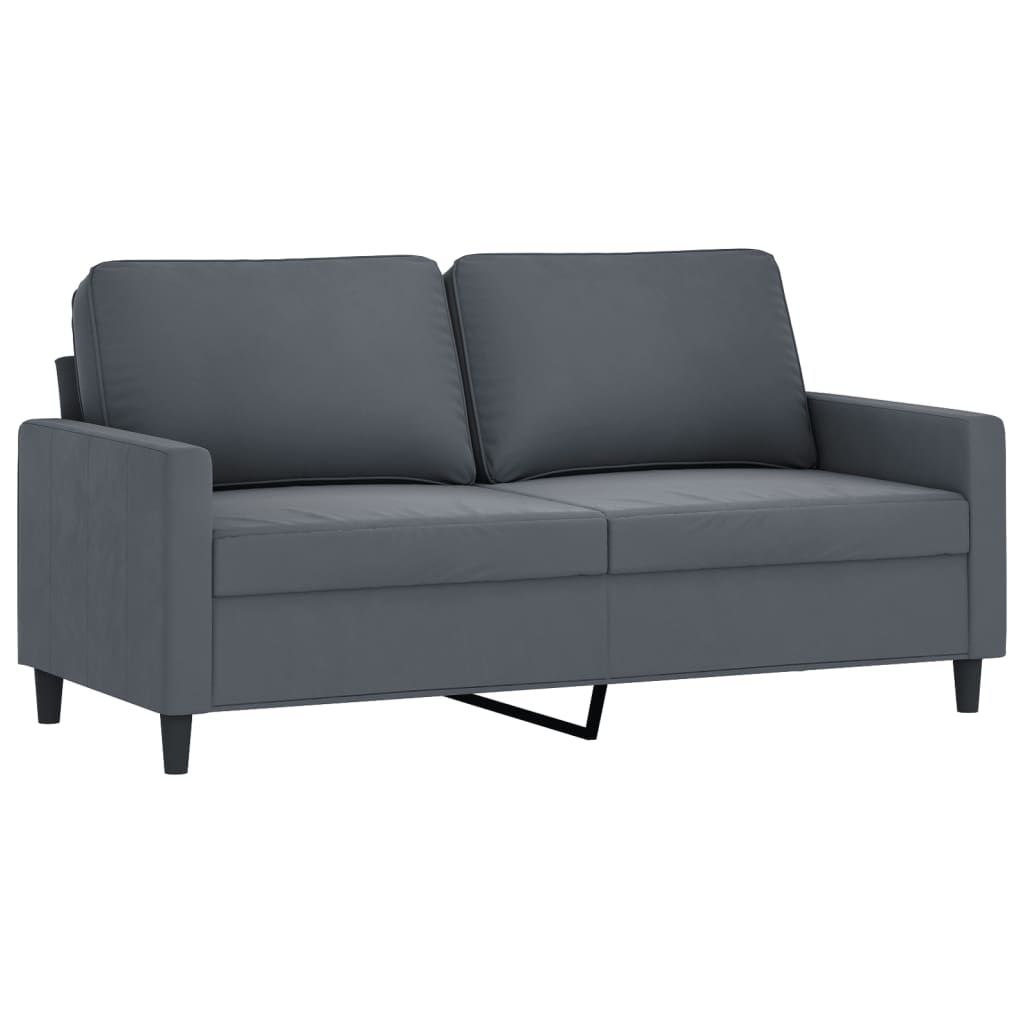 2 Pcs conjunto de sofás com almofadões veludo cinzento-escuro