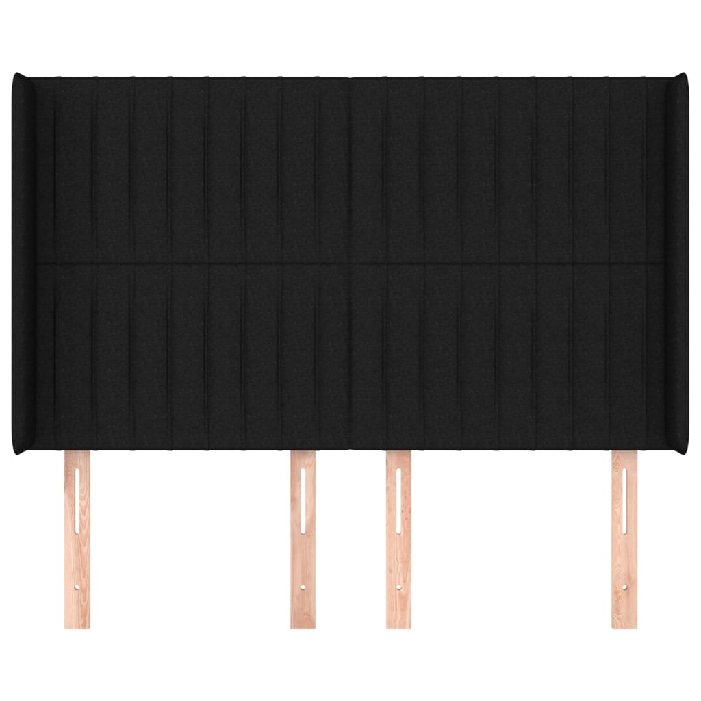 Cabeceira de cama c/ abas tecido 147x16x118/128 cm preto