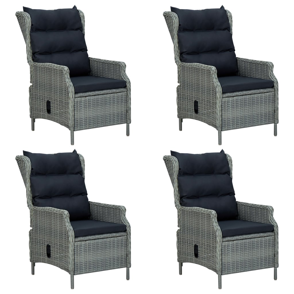 5 Pcs conjunto de jantar para jardim cinzento-claro
