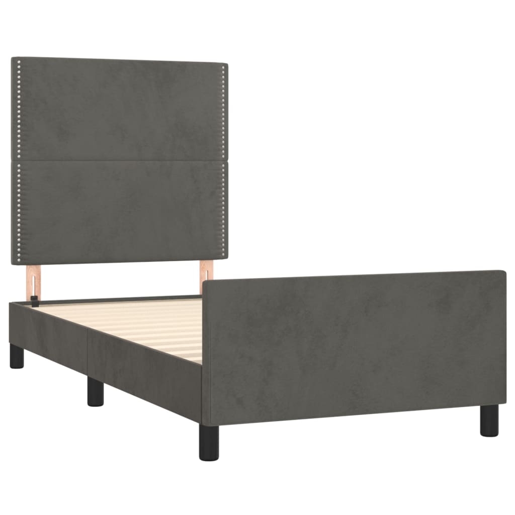 Estrutura de cama sem colchão 90x200 cm veludo cinzento-escuro