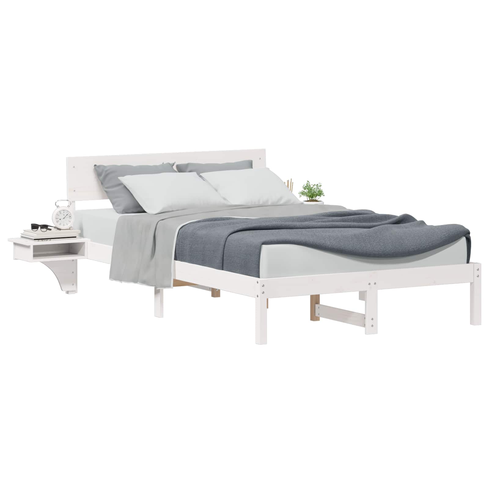 Estrutura da cama com cabeceira branco 120 x 190 cm