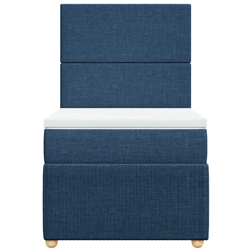 Cama com molas/colchão 90x200 cm tecido azul