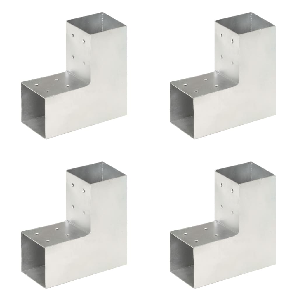 Bases para poste em forma de l 4 pcs 81x81 mm metal galvanizado
