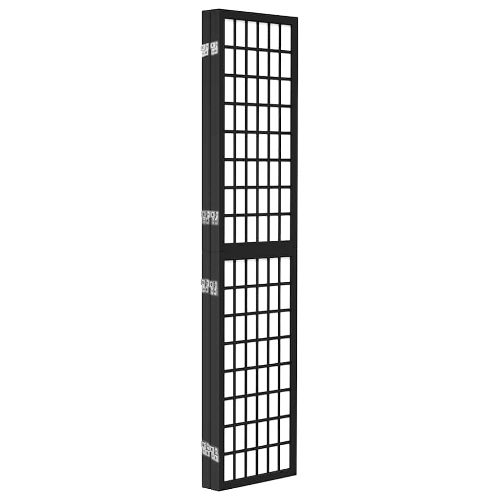 Biombo dobrável com 4 painéis estilo japonês 160x170 cm preto