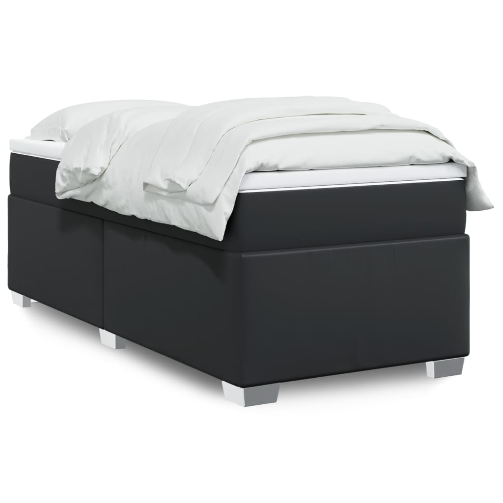 Cama com molas/colchão 80x200 cm couro artificial preto
