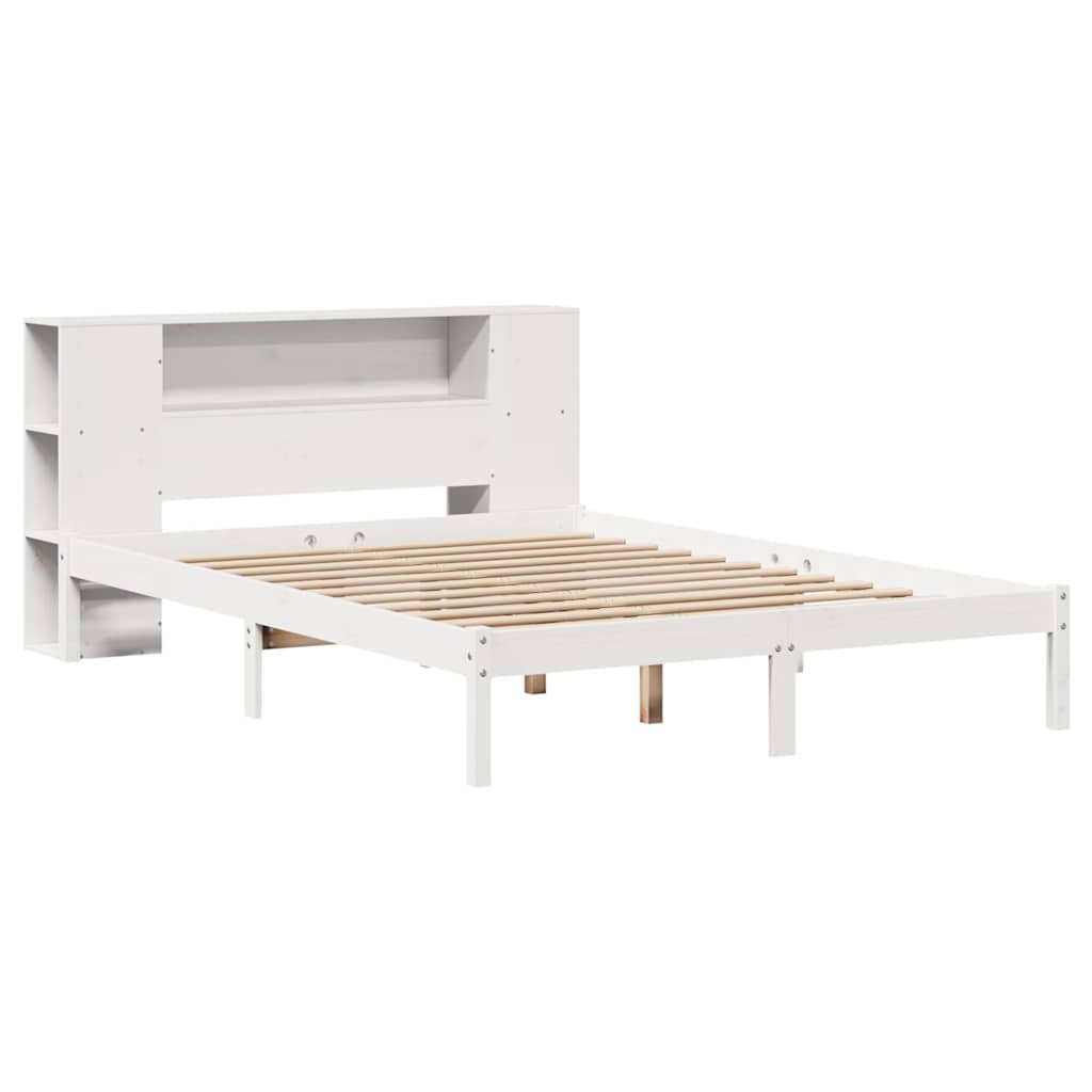 Cama com estante sem colchão 135x190 cm pinho maciço branco