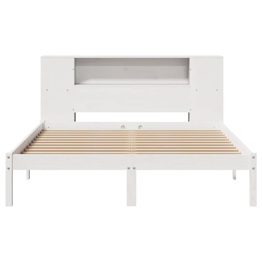 Cama com estante sem colchão 135x190 cm pinho maciço branco