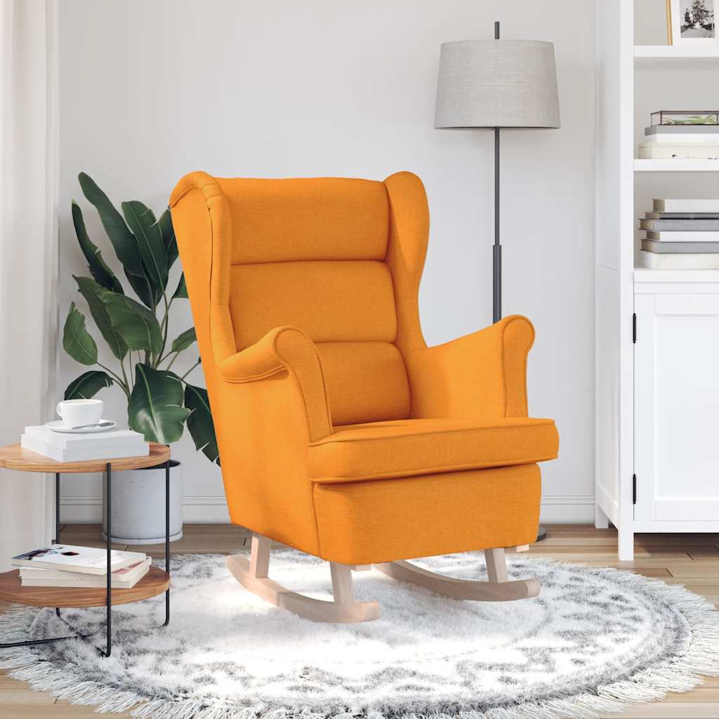 Cadeira de baloiço 74x90x102 cm tecido amarelo-escuro