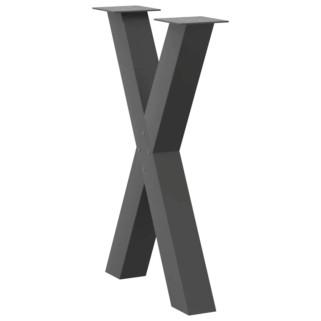 Pés para mesa de jantar em formato de x, 2 peças, antracite, 60x(72-73) cm, aço