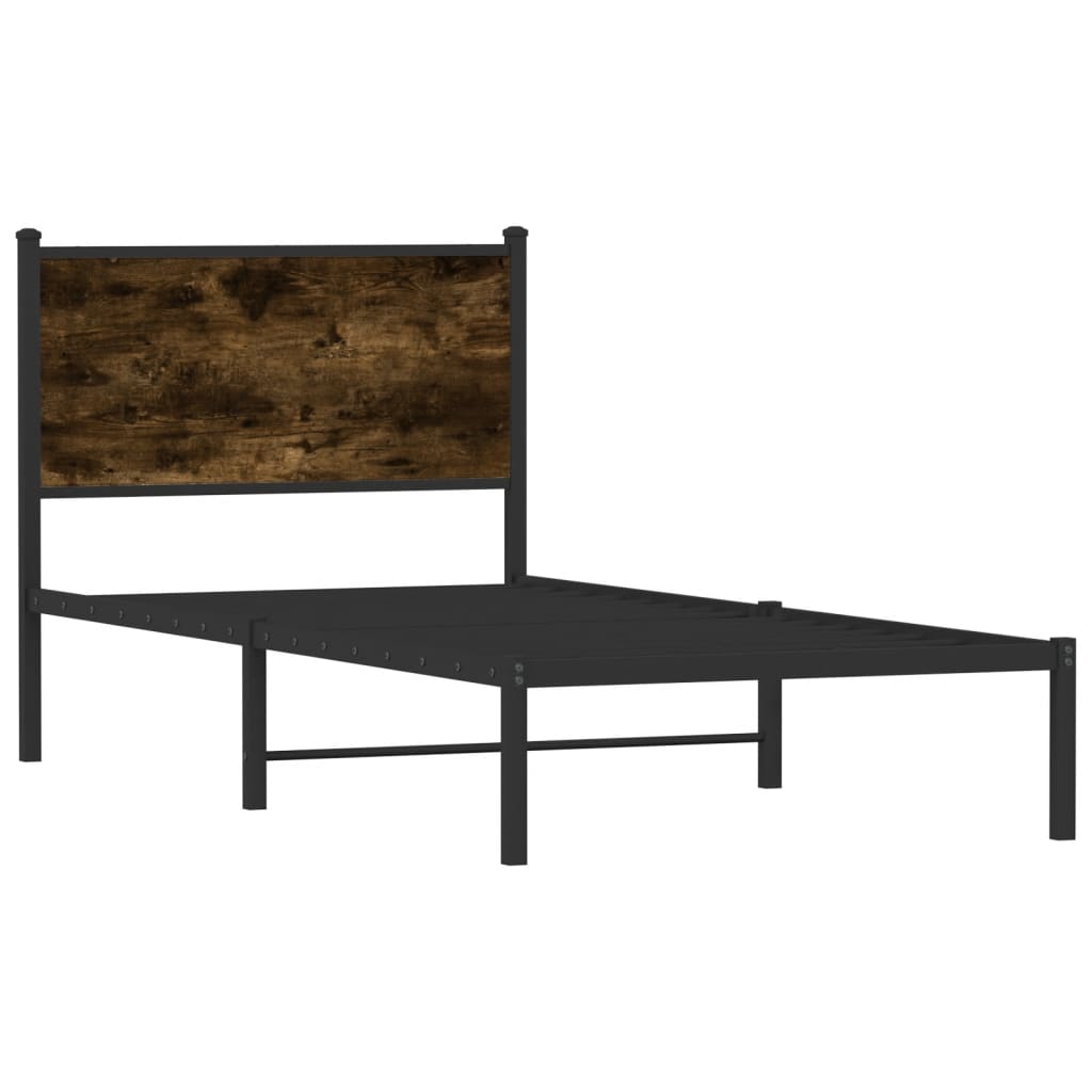 Estrutura de cama sem colchão 90x190 cm metal carvalho fumado