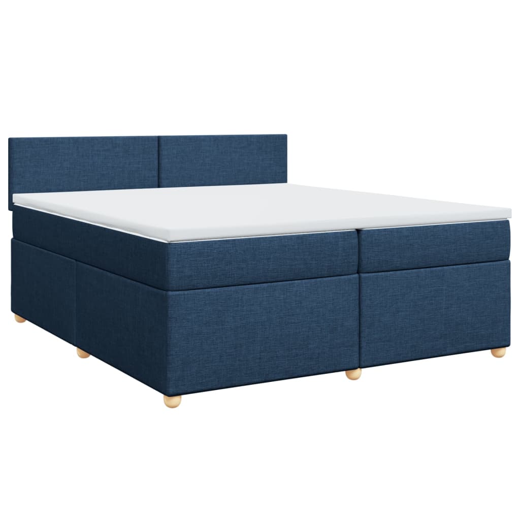 Cama com molas/colchão 200x200 cm tecido azul