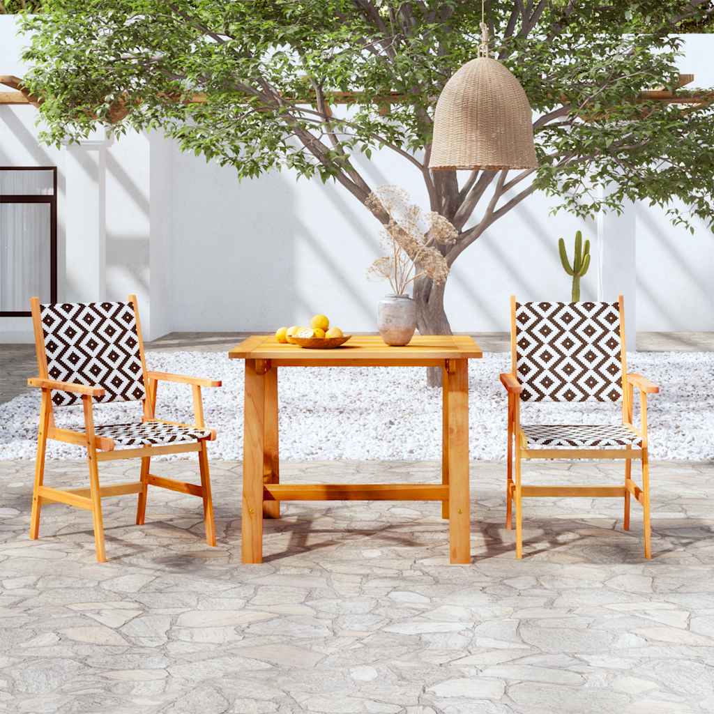 3 Pcs conjunto de jantar para jardim madeira de acácia maciça