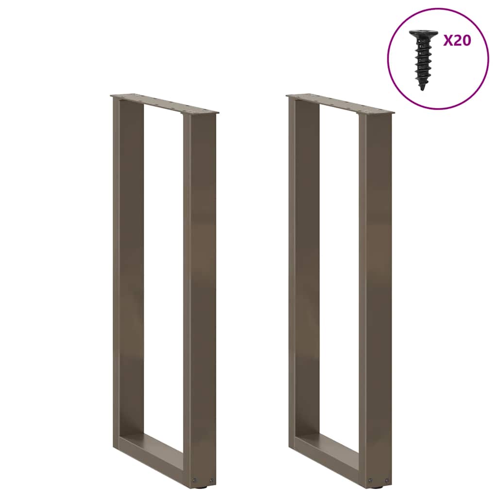 Pés de mesa de bar em forma de u, 2 peças, aço natural, 40x(100-101) cm, aço
