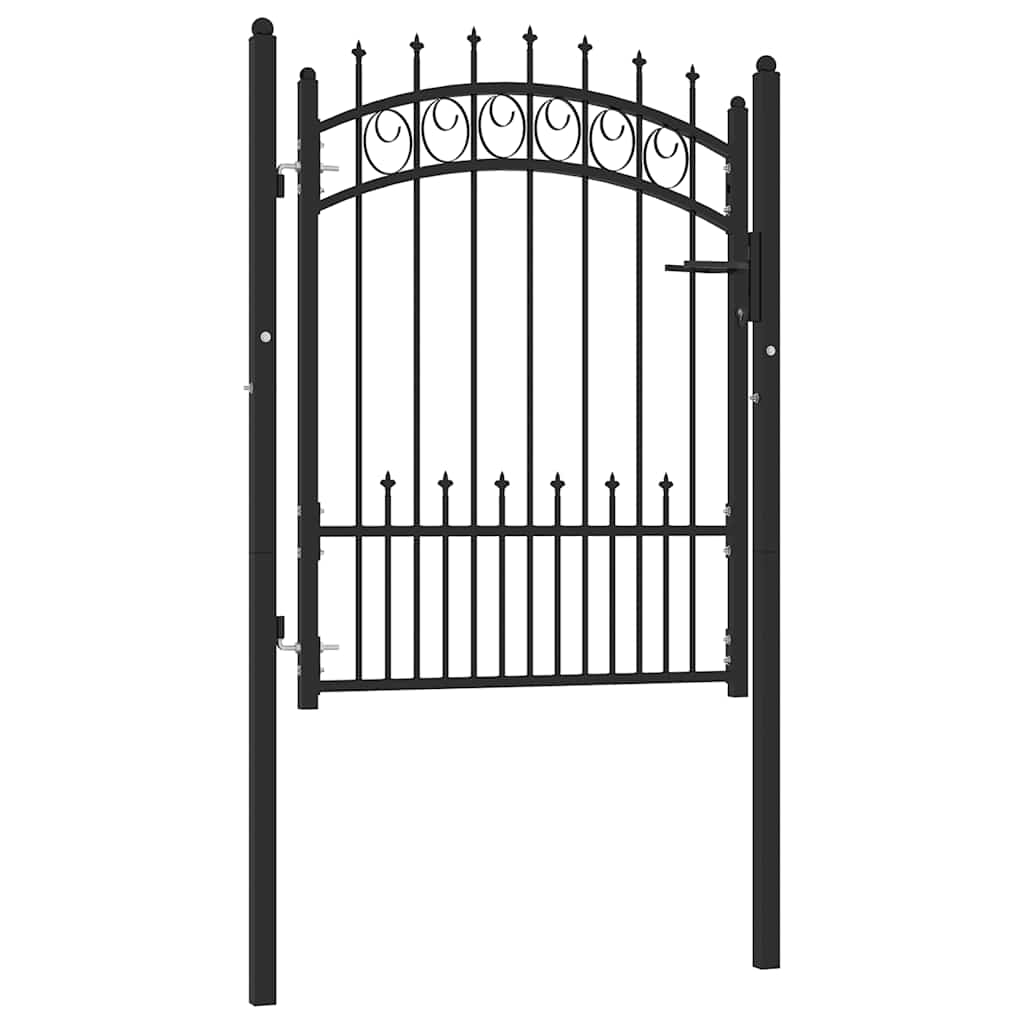 Portão de cerca emmen com pontas de aço 104x109,5 cm preto