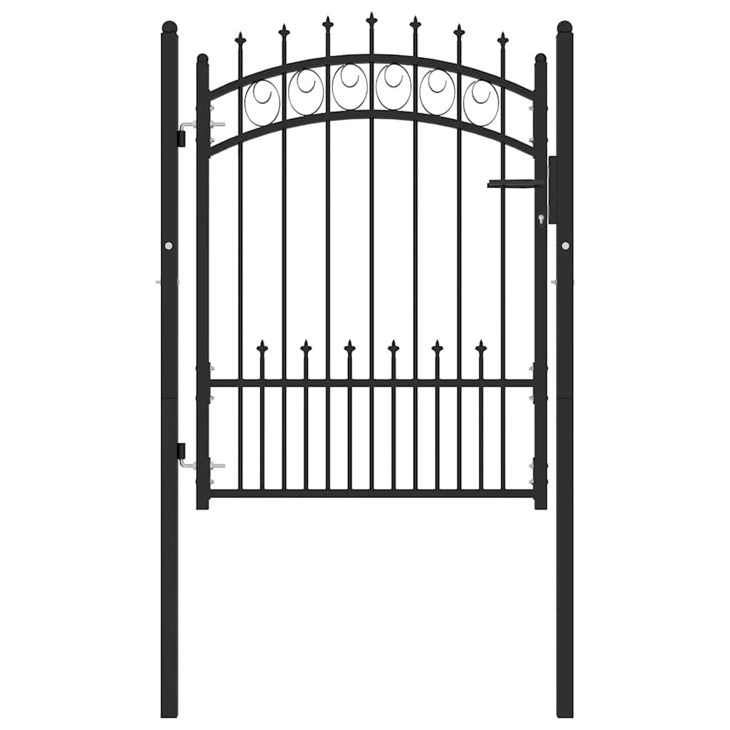 Portão de cerca emmen com pontas de aço 104x109,5 cm preto