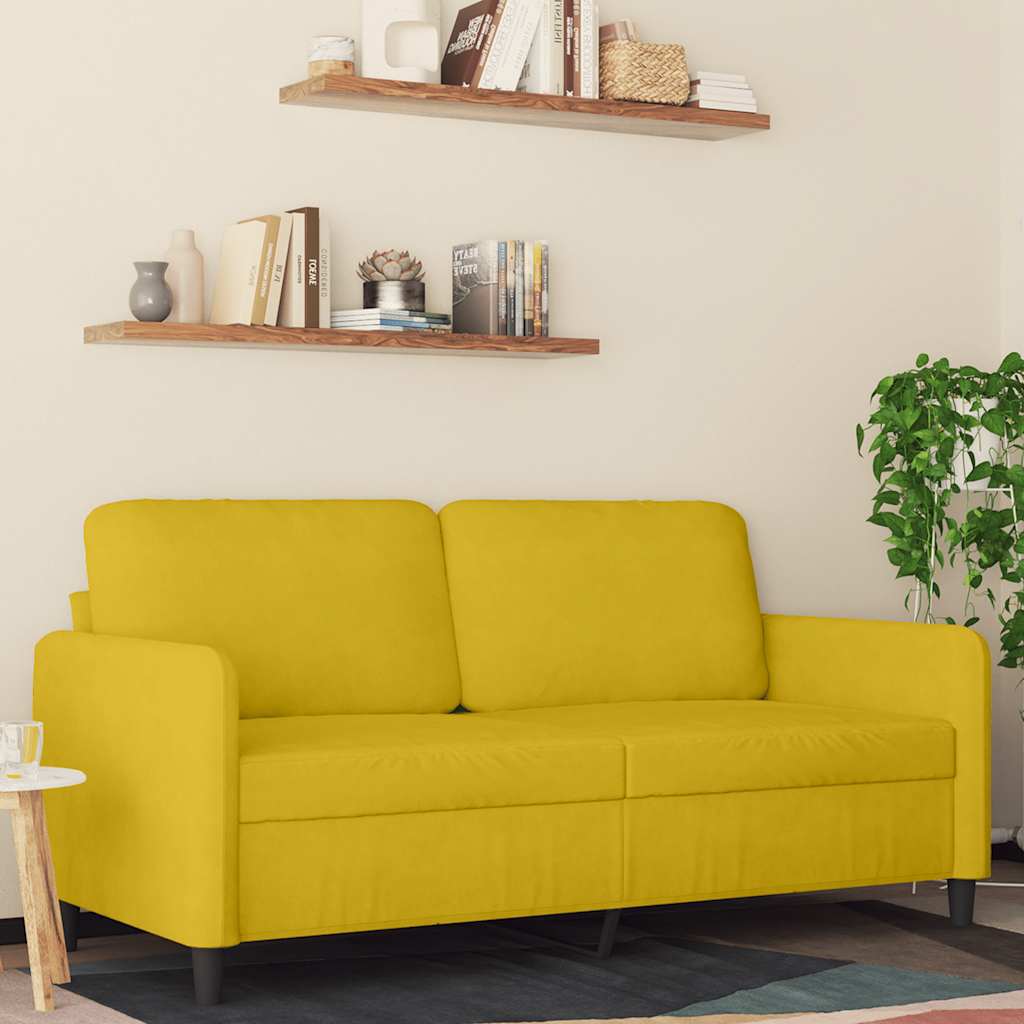 Sofá de 2 lugares veludo 140 cm amarelo