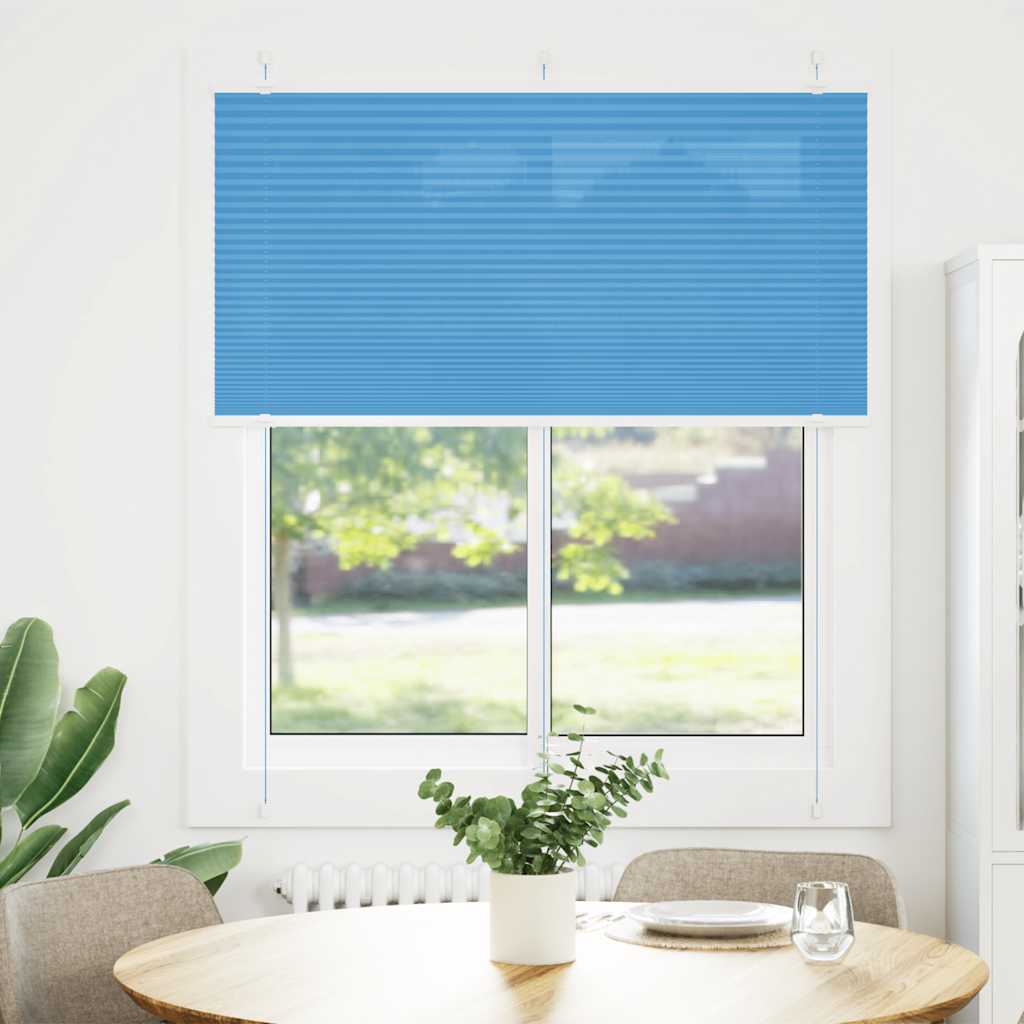 Plissado cego azul 120x100 cm largura tecido 119,4 cm poliéster