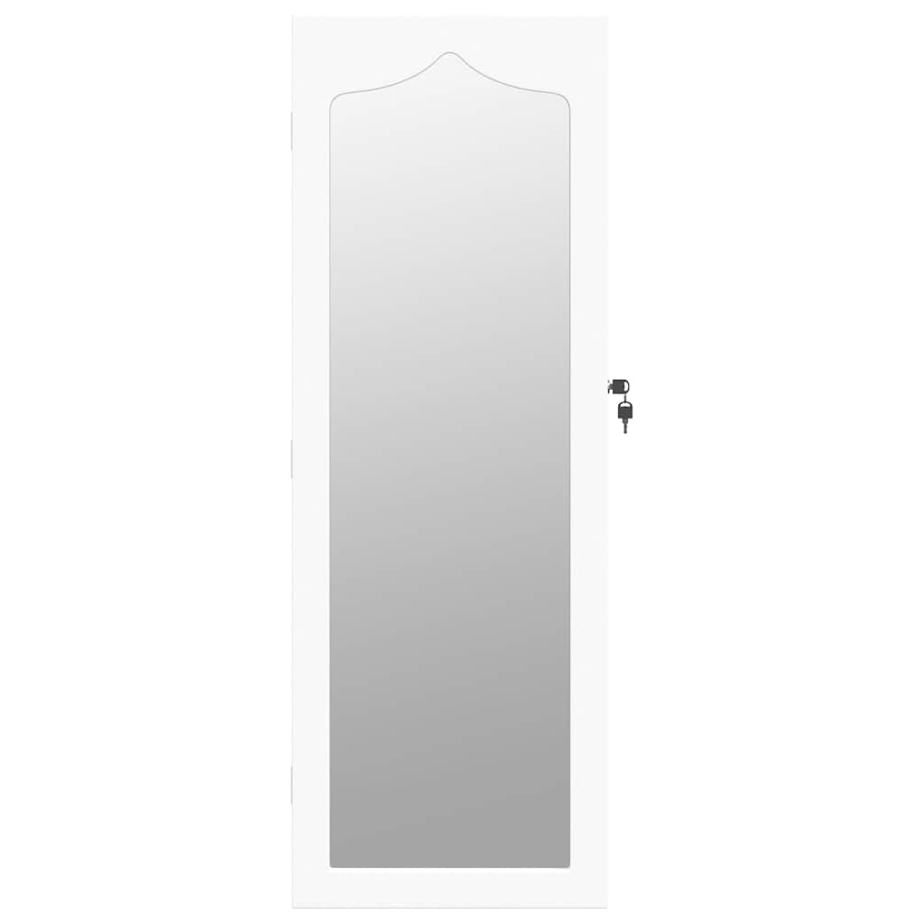 Móvel para joias de parede espelhado 37,5x10x106 cm branco
