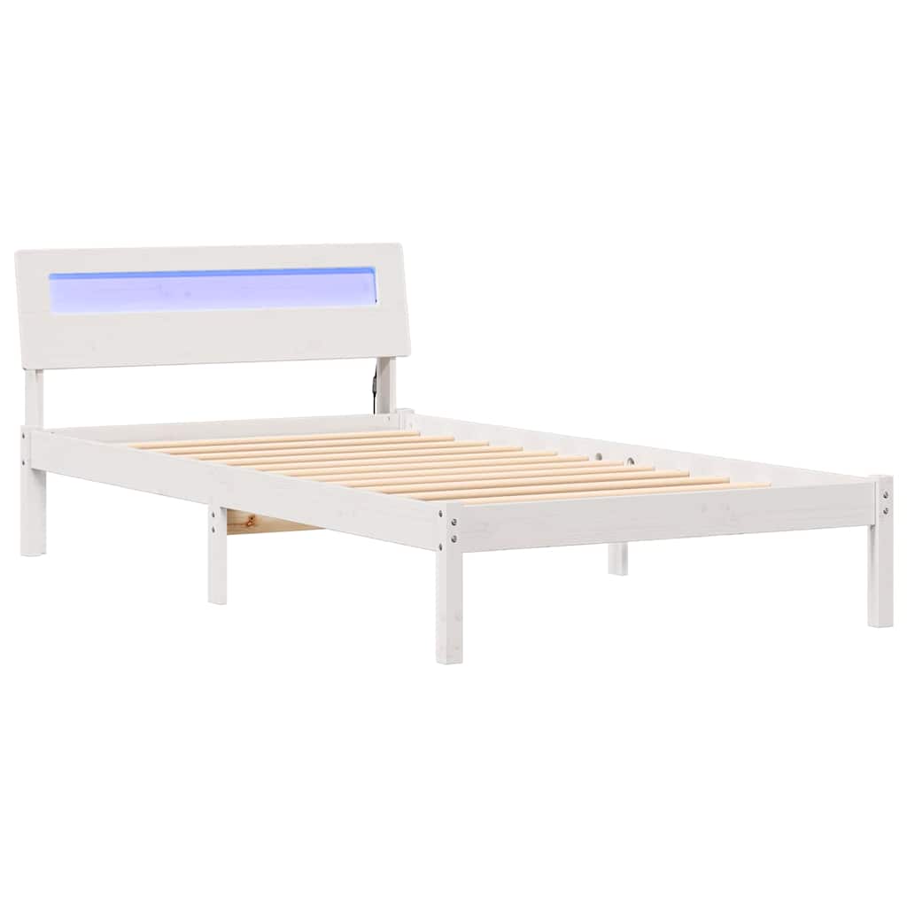 Estrutura da cama com cabeceira branco 100 x 200 cm