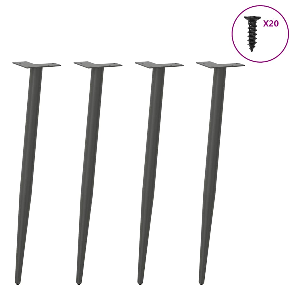 Pés de mesa de console formato cônico 4 peças antracite 72-73 cm aço